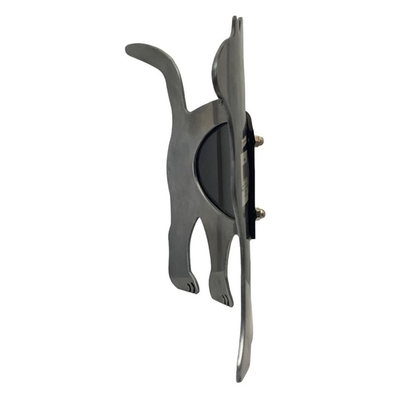 Cat Photo Frame Large Metal Freestanding Curved Large 11” Table Decor Silver 4x6 - Picture 8 of 16